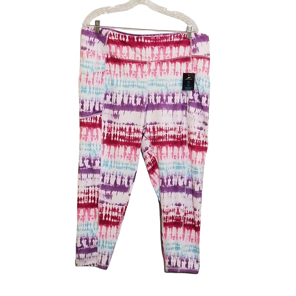 ProPlayer Crop Leggings Women's Size 2X Moisture Wicking Athletic Pocket Tie Dye